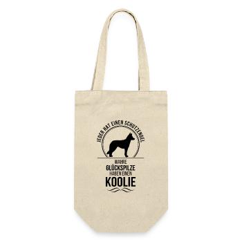 Koolie Schutzengel Hunde Spruch Wilsigns - Geschenkbeutel für Flaschen - Natur - Vorne