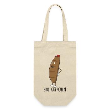 Brotkäppchen Ein Brot mit roter Kappe - Wortspiel - Geschenkbeutel für Flaschen - Natur - Vorne