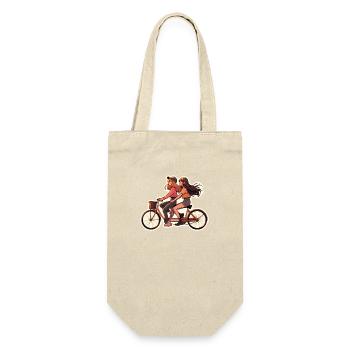 Two girls ride tandem - Gift Bag for Bottles - nature - Front