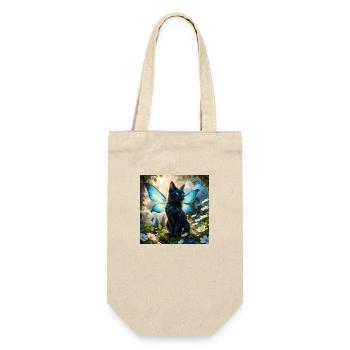 Katze mit Flügeln - Geschenkbeutel für Flaschen - Natur - Vorne
