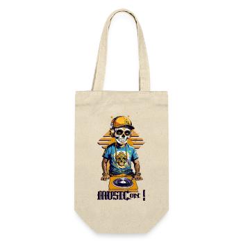 Skull DJ - Geschenkbeutel für Flaschen - Natur - Vorne