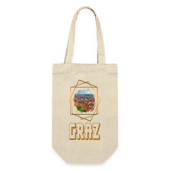 Graz Österreich Skyline Stadt Gold Heimat Liebe - Geschenkbeutel für Flaschen - Natur - Vorne