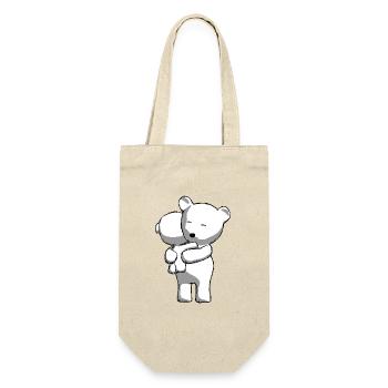 Teddy bear with child in doodle look - Gift Bag for Bottles - nature - Front
