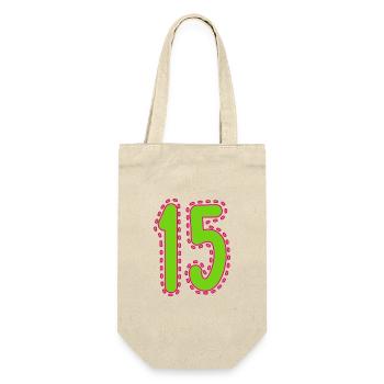 15. 15 JAHRE. 15. JAHRESTAG. 15-JÄHRIGES JUBILÄUM. - Geschenkbeutel für Flaschen - Natur - Vorne