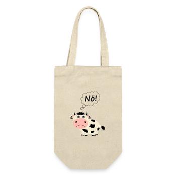 lustige Kuh Bauern Geschenk - Geschenkbeutel für Flaschen - Natur - Vorne
