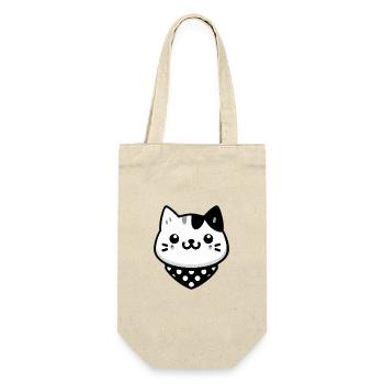 Katze Kopf Kawaii - Geschenkbeutel für Flaschen - Natur - Vorne