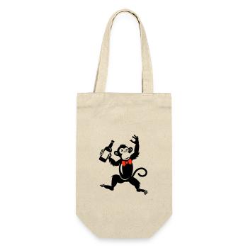 Affe Lustig Party Jga Bräutigam Groom - Geschenkbeutel für Flaschen - Natur - Vorne