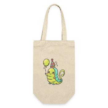 Wurm Geburtstag Baby - Geschenkbeutel für Flaschen - Natur - Vorne