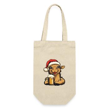 Kamel Bier Xmas Weihnachten - Geschenkbeutel für Flaschen - Natur - Vorne