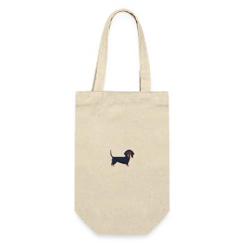 Dachshund Dackel Hund Dog Hundemensch Geschenkidee - Geschenkbeutel für Flaschen - Natur - Vorne