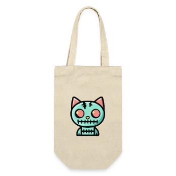 Katze Halloween Lustig - Geschenkbeutel für Flaschen - Natur - Vorne