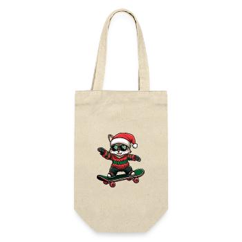 Katze Weihnachten Lustig - Geschenkbeutel für Flaschen - Natur - Vorne