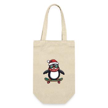 Pinguin Weihnachten Lustig - Geschenkbeutel für Flaschen - Natur - Vorne