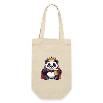 Panda Bier Lustig - Geschenkbeutel für Flaschen - Natur - Vorne