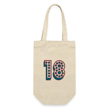 18. 18 JAHRE ALT. 18-JÄHRIGES JUBILÄUM. 18. GEBURTSTAG. - Geschenkbeutel für Flaschen - Natur - Vorne