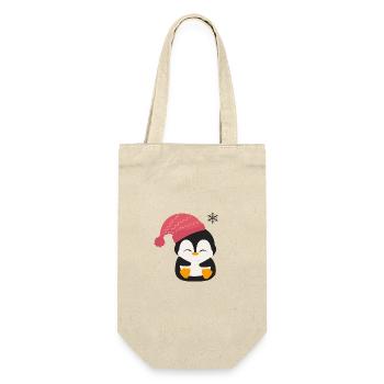 Pinguin - Geschenkbeutel für Flaschen - Natur - Vorne