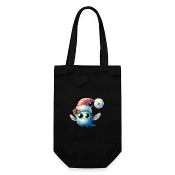 Cute, funny Christmas monster - Gift Bag for Bottles - black - Front