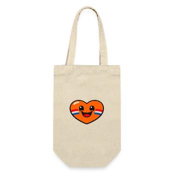 Cheerful orange heart with Dutch flag on cheek - Gift Bag for Bottles - nature - Front