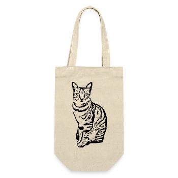 Katze Kätzchen Tigerkatze Katzenshirt Geschenk - Geschenkbeutel für Flaschen - Natur - Vorne