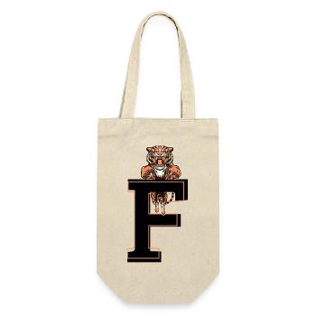 Buchstabe f tiger - Geschenkidee - Geschenkbeutel für Flaschen - Natur - Vorne