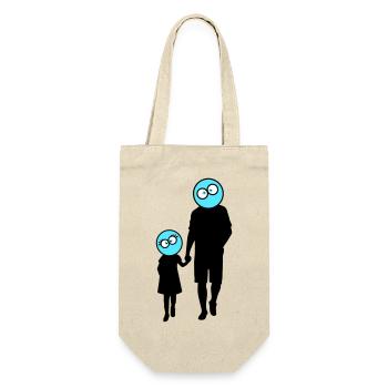 Familie Silhouette Liebe Kinder Eltern Mama Papa - Geschenkbeutel für Flaschen - Natur - Vorne