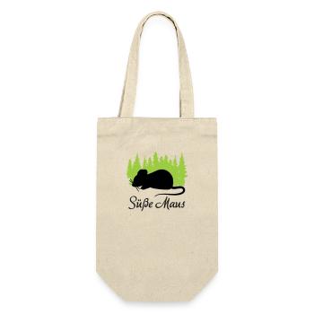 "Süße Maus: Zart und Liebenswert" - Geschenkbeutel für Flaschen - Natur - Vorne