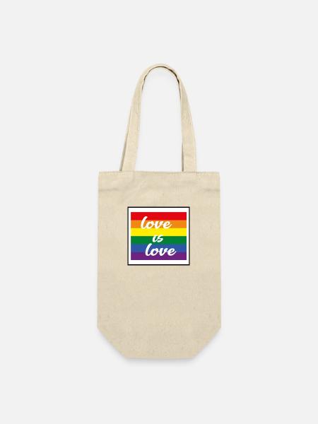 love ist love - Geschenkbeutel für Flaschen - Natur