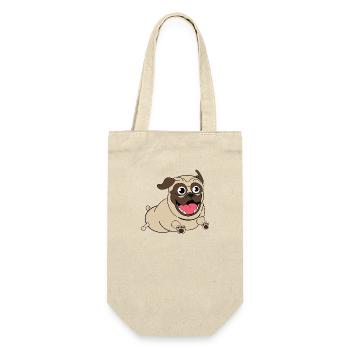 Nacho the Pug - Geschenkbeutel für Flaschen - Natur - Vorne