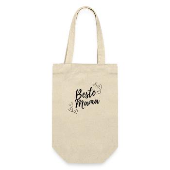 Beste Mama - Geschenkbeutel für Flaschen - Natur - Vorne