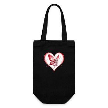 Heart Butterfly Fairy Drawing - Gift Bag for Bottles - black - Front