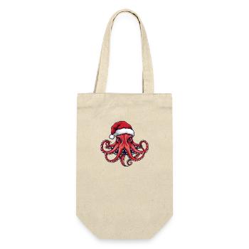 Oktopus Krake Weihnachten Portät - Geschenkbeutel für Flaschen - Natur - Vorne