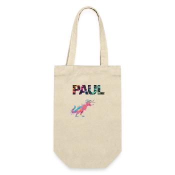 PAUL - Beautiful boy name with dinosaur - Gift Bag for Bottles - nature - Front
