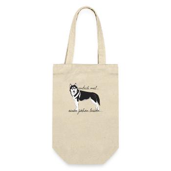 Husky "einfach mal einen ziehen lassen..." - Geschenkbeutel für Flaschen - Natur - Vorne