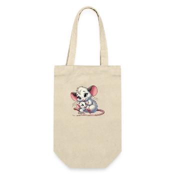 Mouse mother with child - Gift Bag for Bottles - nature - Front