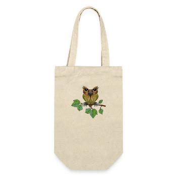 Eule Vogel - Geschenkbeutel für Flaschen - Natur - Vorne