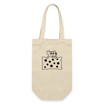 Mouse eats huge holes cheese hunger eat delicious - Gift Bag for Bottles - nature - Front