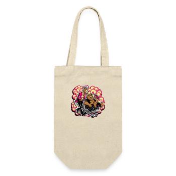 zwei Bären mit guter Laune - Geschenkbeutel für Flaschen - Natur - Vorne
