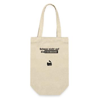 Schaue nicht auf die Eisenbahn | Zug | Zugspiel - Geschenkbeutel für Flaschen - Natur - Vorne