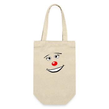 Laughing Face Comic Style Carnival Costume - Gift Bag for Bottles - nature - Front