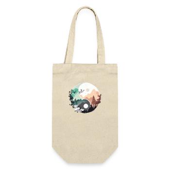 Ying Yang - Berge / Strand - Geschenkbeutel für Flaschen - Natur - Vorne