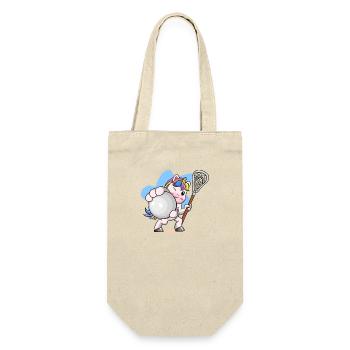 Lacrosse Sport Sportart Einhorn I Geschenk - Geschenkbeutel für Flaschen - Natur - Vorne