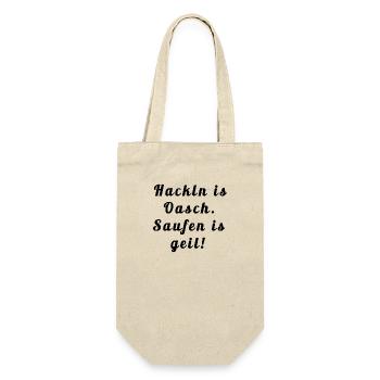 Hackln is oasch.Turbibier Spruch - Geschenkbeutel für Flaschen - Natur - Vorne