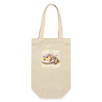Tut mir leid, ich kann nicht, ich bin katzen-aktiv - Geschenkbeutel für Flaschen - Natur - Vorne