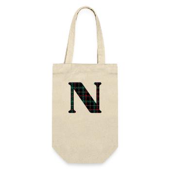 Monogramm n Schottischer Tartan - Geschenkbeutel für Flaschen - Natur - Vorne
