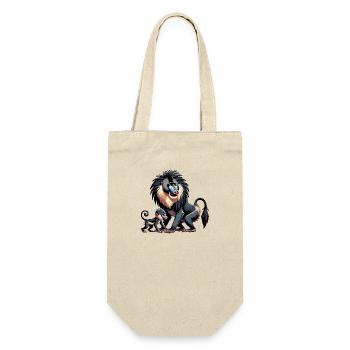 Mandrill Mutter und Kind - Geschenkbeutel für Flaschen - Natur - Vorne