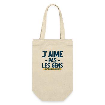 J’aime pas les gens T-shirt drôle français - Sac à bouteille - nature - Devant