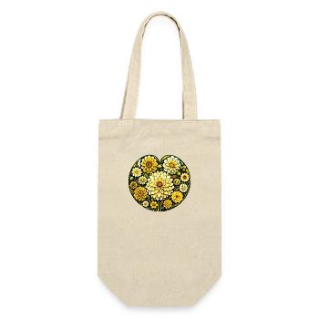 Retro Dahlia Heart Floral Love - Gift Bag for Bottles - nature - Front