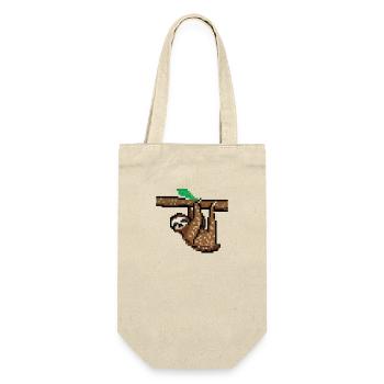 Faultier Verpixelt Pixel Faultier Faulenzer - Geschenkbeutel für Flaschen - Natur - Vorne