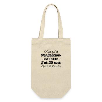 25 ans de perfection / cadeau anniversaire 25 ans - Sac à bouteille - nature - Devant