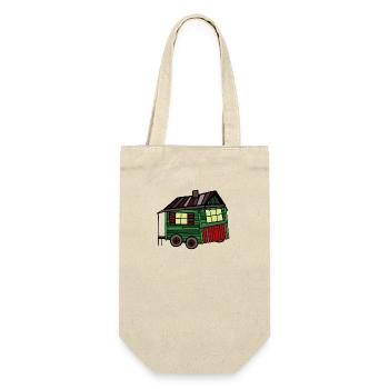 Proud builder wood hut trailer homemade - Gift Bag for Bottles - nature - Front